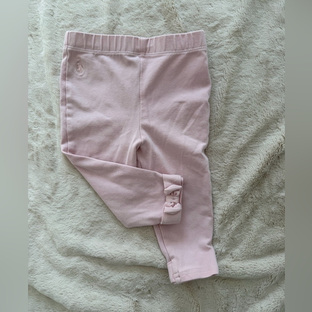 Ralph Lauren Pink Bow Hem Knit Leggings 9M